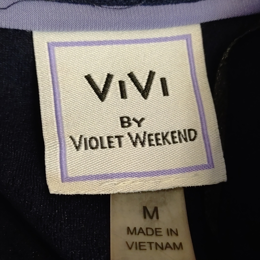Vivi by Violet Weekend Women's Navy Blue Ruffled Dress Size M - Picture 7 of 8